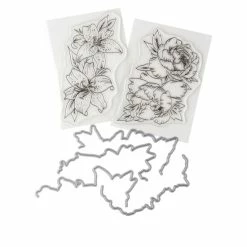 Crafter's Companion Gemini Lilies And Peonies Spray Stamp And Die Set